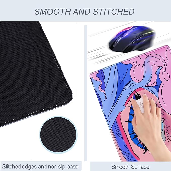 Anime Girl Loving Eye Desk Mat Desk Mat Pink Desk Pad Aesthetic Japanese Mouse - Image 5