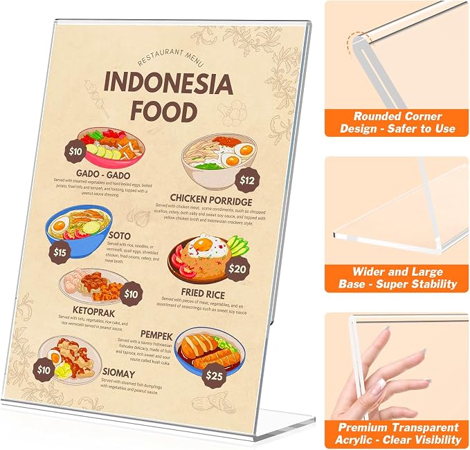 3 Pack Acrylic Sign Holder 8.5x11 Inches, L-Shape Vertical Menu Holder Stand - Image 4