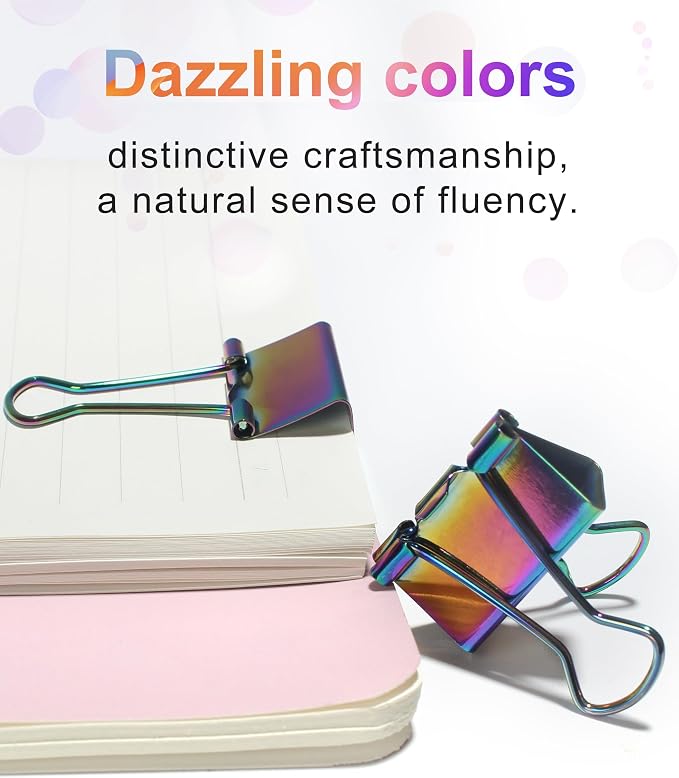 10 Pcs Rainbow Paper Clamps, Medium Binder Clips, 1 Inch Length - Image 6