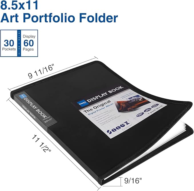 Sooez 30-Pocket Binder with Plastic Sleeves 8.5x11, Heavy Duty Art Portfolio - Image 2