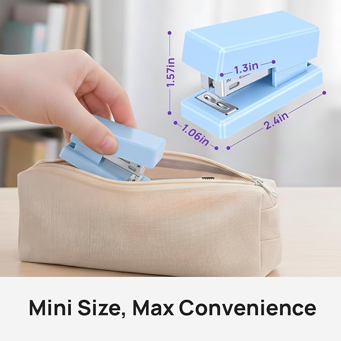 Mini Stapler with 2000 Staples, 30 Sheet Capacity, Jam-Free Small Desktop - Image 2