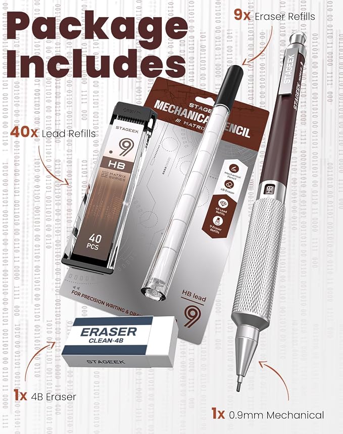 STAGEEK 0.9mm Mechanical Pencil, Metal Art & Drafting Pencil - Image 7