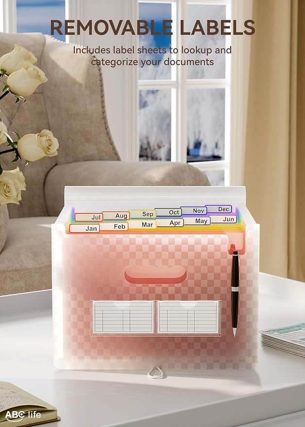 ABC life 12 Pockets Accordion File Organizer Expanding File Folders, Portable - Image 4