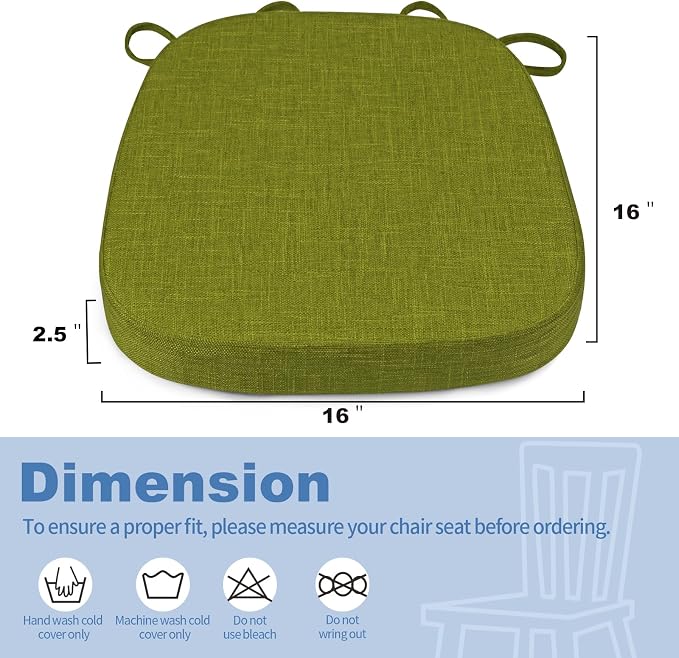 BUYUE Thickened 2.5" Dining Chair Cushions Set of 6, U-Shape High Density Foam - Image 3