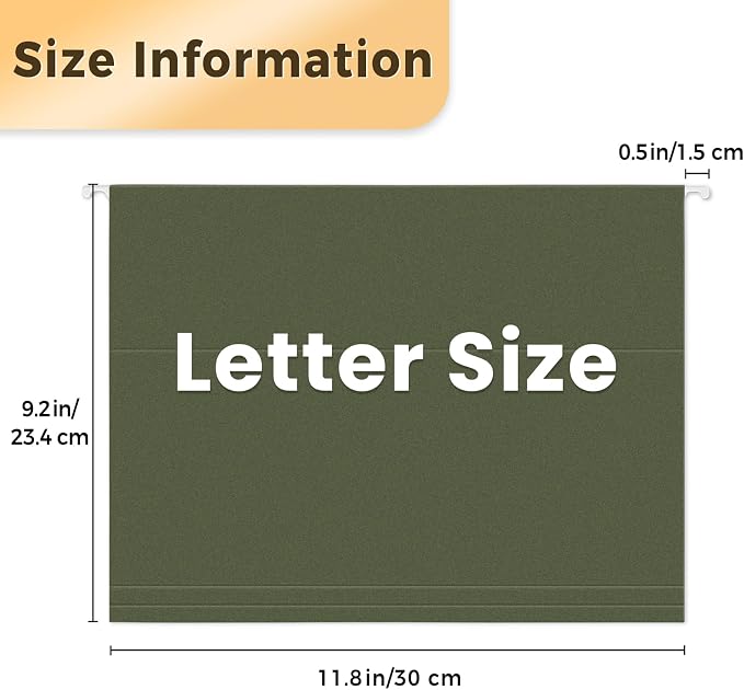 SUNEE Hanging File Folders, 25 Pack Reinforced Hang Folders Letter Size - Image 2