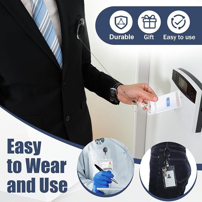 Honoson 40 Pcs Heavy Duty Retractable Badge Reels Batch ID Badge Holder - Image 6