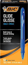 BIC Glide Bold Blue Ballpoint Pens, Bold Point, 12-Count Pack, Retractable by BIC