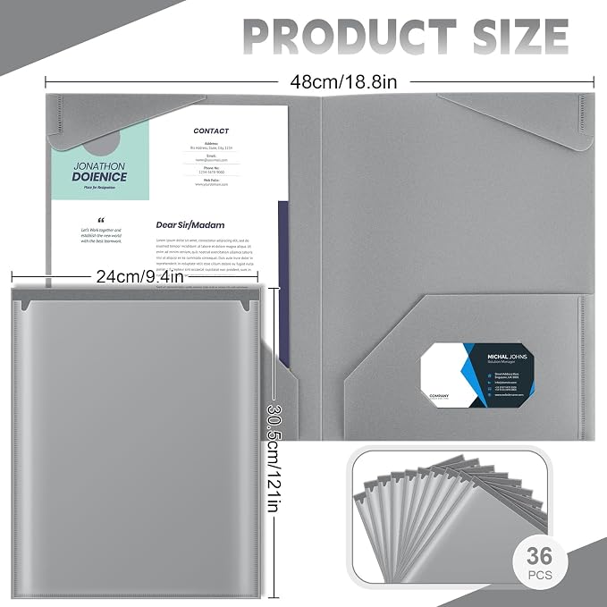 Henoyso 36 Pack Dark Gray Plastic Folders - Image 2