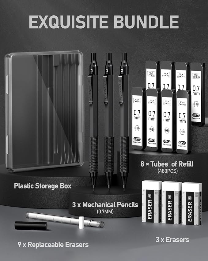 Four Candies Mechanical Graphite Pencil Set, Professionals, Teachers and - Image 4