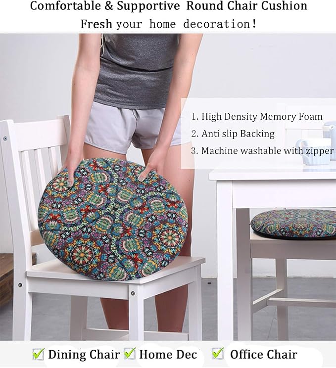 Sigmat Memory Foam Seat Cushion Anti-Slip Soft Round Chair Pad 18 Inch Graphic - Image 2