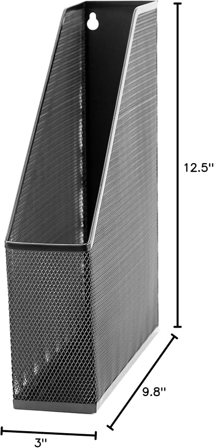 U Brands Mesh Steel Magazine File Holder, 12.5" x 9.8" x 3", Desk Organizer - Image 3
