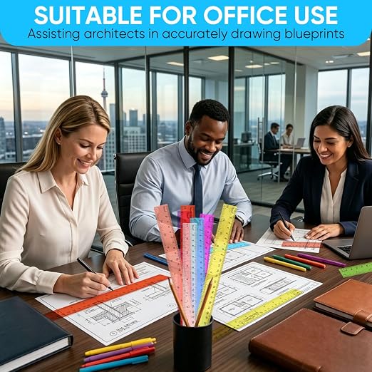 SenseYo 32 Pcs Clear Plastic Rulers 12 Inch Color Transparent Ruler - Image 7