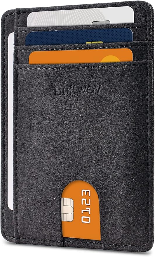 Buffway Slim Minimalist Front Pocket RFID Blocking Leather Wallets by Buffway