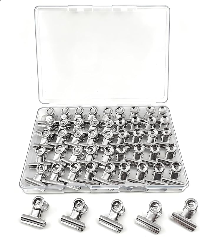 50 Pcs Metal Bulldog Clips, Mini Metal Paper Clips 0.87 in Hinge Clips Small by Unknown
