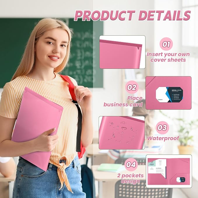 Henoyso 36 Pack Pink Plastic Folders - Image 3