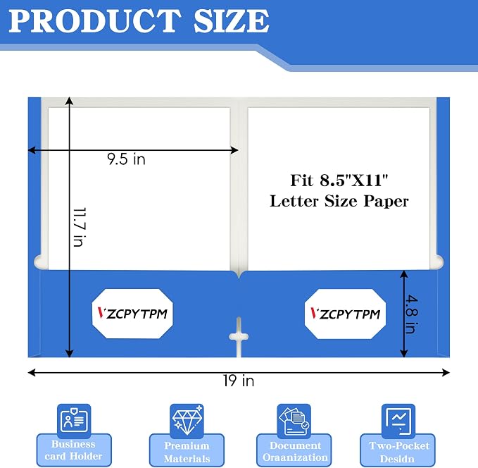 VZCPYTPM 50 Pack Royal Blue Folders - Image 2