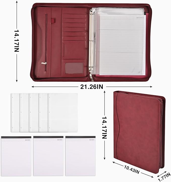 Padfolio Portfolio Folder Binder-Organizer Planner Notebook Zippered Portfolio - Image 3