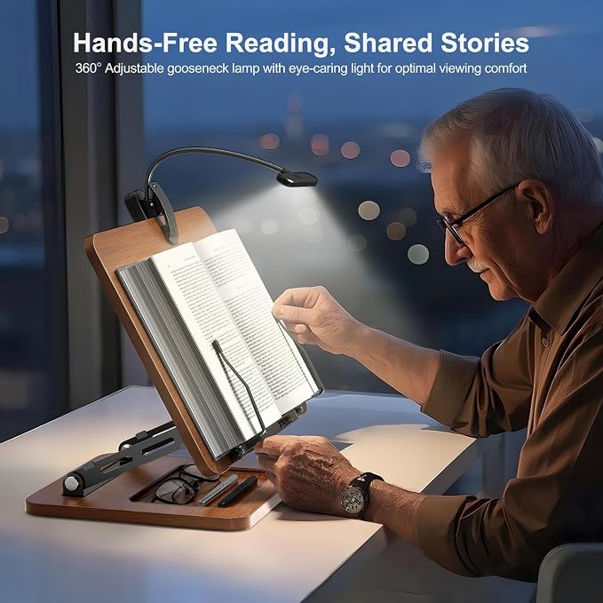 OPTIXCELL Book Stand with Light, Hands Free Book Holder, Gifts Book Lovers | - Image 2