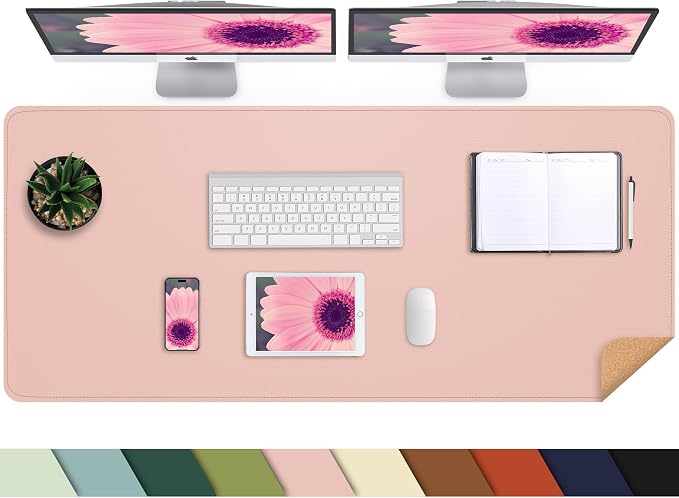 AFIING Cork Desk Mat 55" x 17", Dual-Sided Natural Cork & PU Leather Desk Pad by AFIING