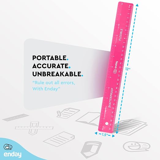 Emraw 12 inches Shatterproof Flexible Rulers Designed in Black, and Orange - Image 5