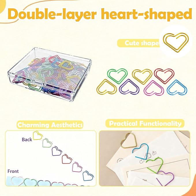 100 Pcs Cute Paper Clips Colorful Rustproof Mental Small Paperclips - Image 5