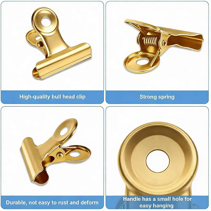 50 Pcs Metal Bulldog Clips, Mini Metal Paper Clips 0.87 in Hinge Clips Small - Image 3