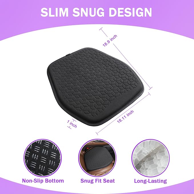 Thin Premium Gel Seat Cushion for Car Seat, Office Chair, Wheelchair, Golf Cart - Image 2