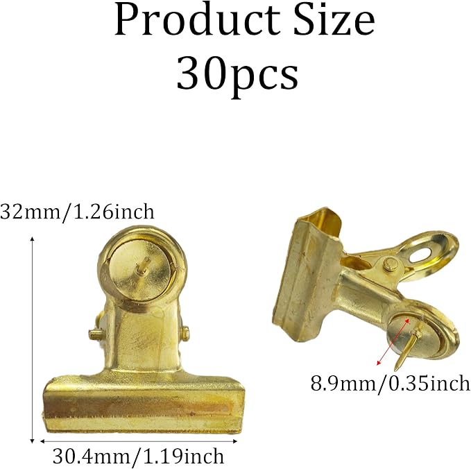 30PCS Gold Push Pin Clips, Metal Mini Thumb Tacks - Image 2