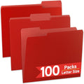 VZCPYTPM 100 Pack Red File Folder, 1/3-Cut Tabs, Paper File Folders Letter Size by OfficeSuppliesDirect