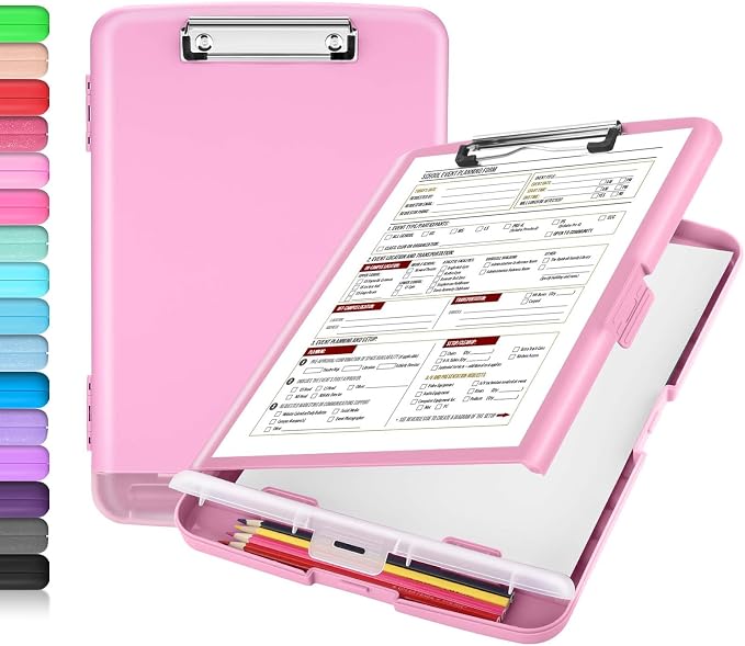 Sooez Clipboard with Storage, Clip Board 8.5 x 11 with Pen Holder, Plastic by Sooez