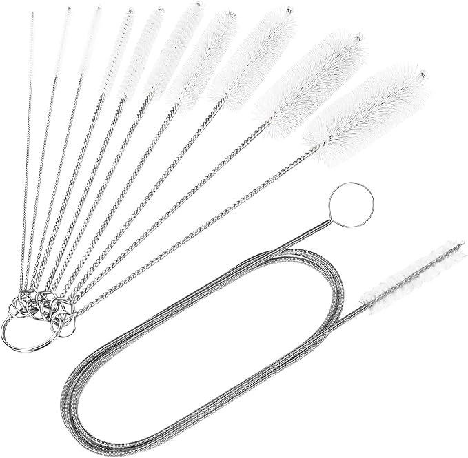 CiaraQ 11-Piece White Tube & Pipe Cleaning Brush Set | – 10 Rigid Brushes by CiaraQ