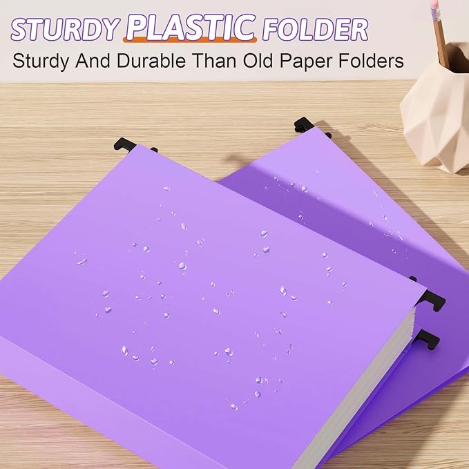 Extra Capacity Plastic Hanging File Folder Letter Size, 12 Pack Reinforced Hang - Image 2