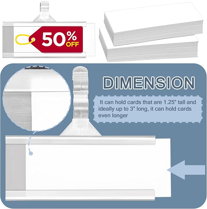 100 Pieces Plastic Wire Shelf Label Holders, Reusable Price Label Holder - Image 4
