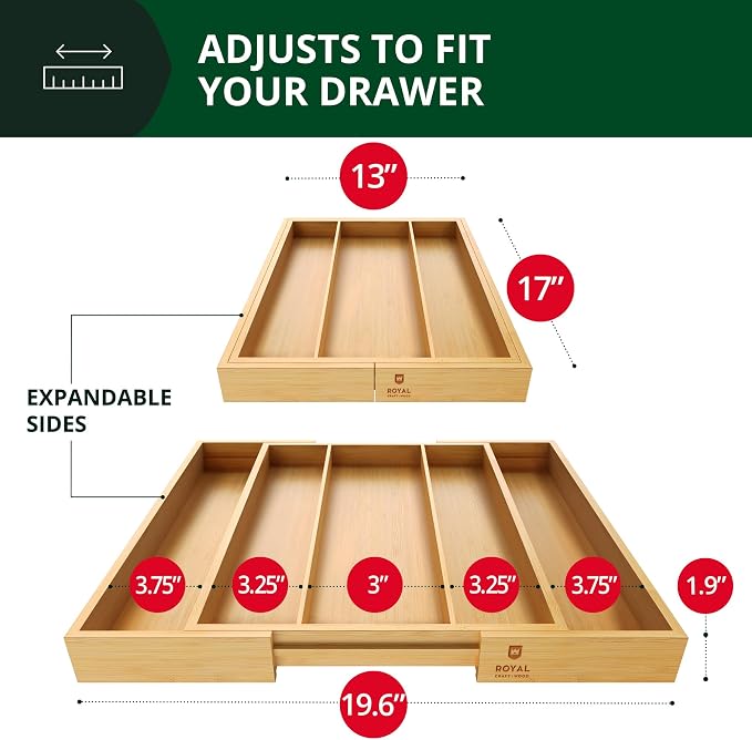Luxury Bamboo Kitchen Drawer Organizer - Image 2