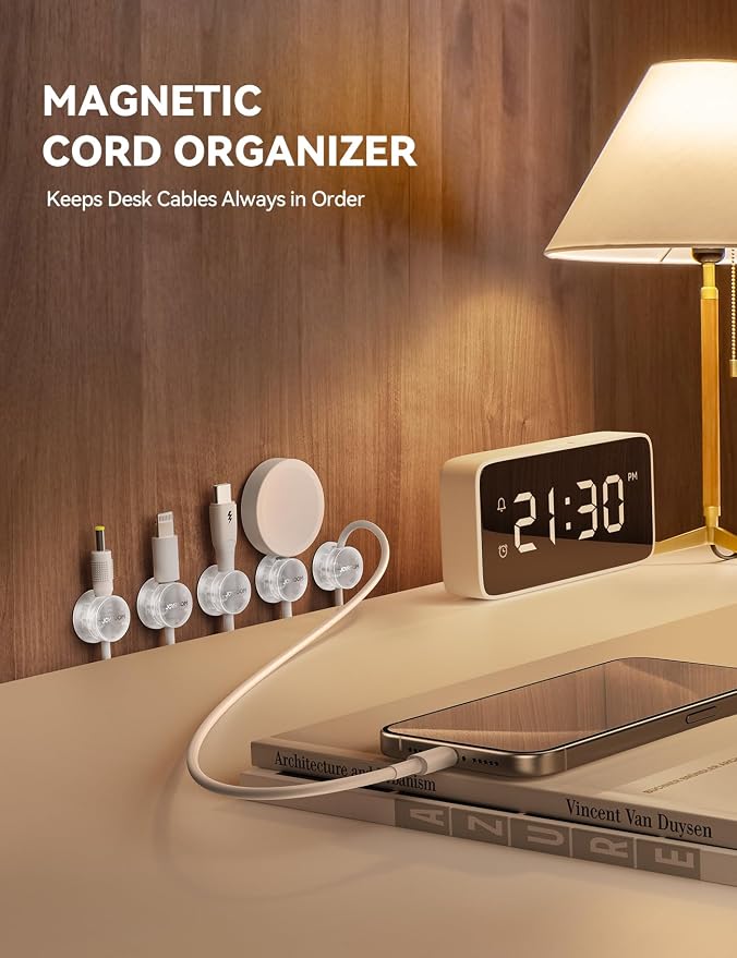 9 Pack Magnetic Cable Clips Cord Holder, Under Desk Cable Management, JOYROOM - Image 2