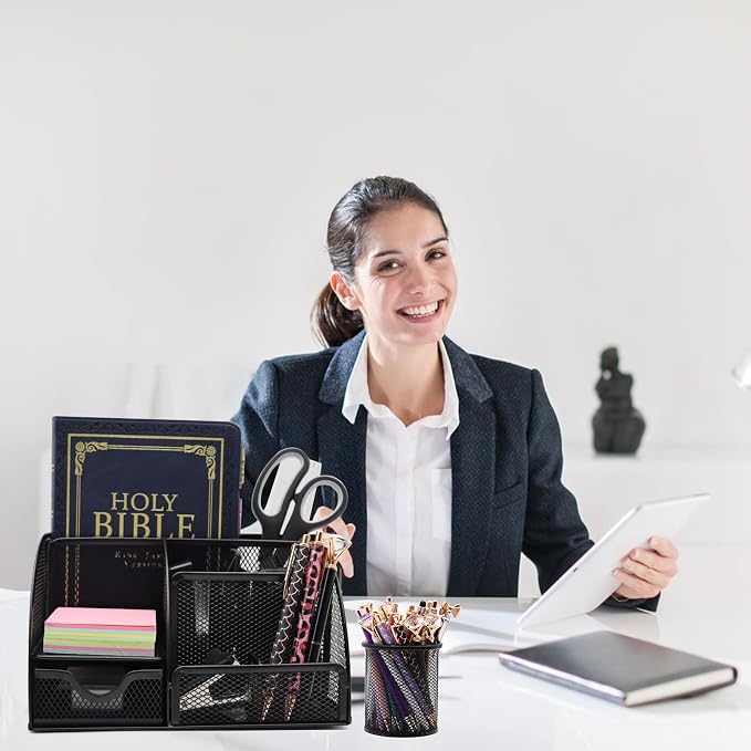 Black Desk Organizers and Accessories, Tape Holder, Staple Remover - Image 3