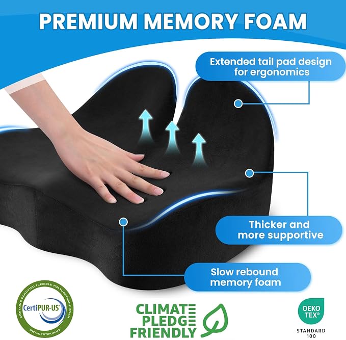 CushZone Seat Cushion, Memory Foam Office Chair Seat Cushion - Image 3