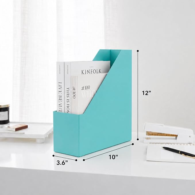 BLU MONACO Set of 6 Aqua Magazine File Holders | Foldable Magazine Storage Boxes - Image 9