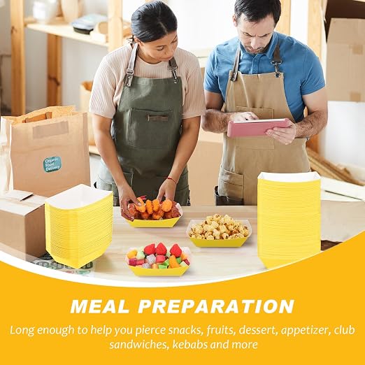Yinkin 200 Pcs Paper Boat Disposable Graduation Food Trays Nacho Trays Kraft - Image 4