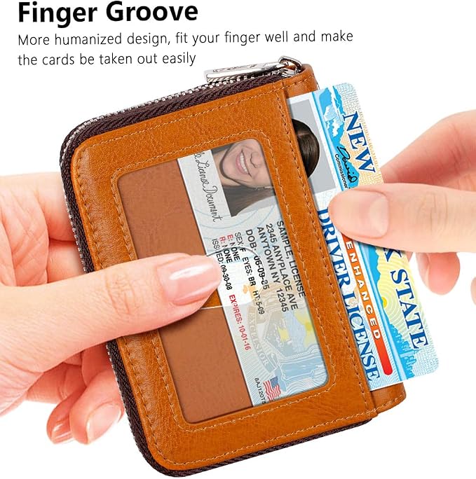 FurArt Zipper Wallet Women, RFID Blocking Credit Card Wallet, Business Card - Image 2