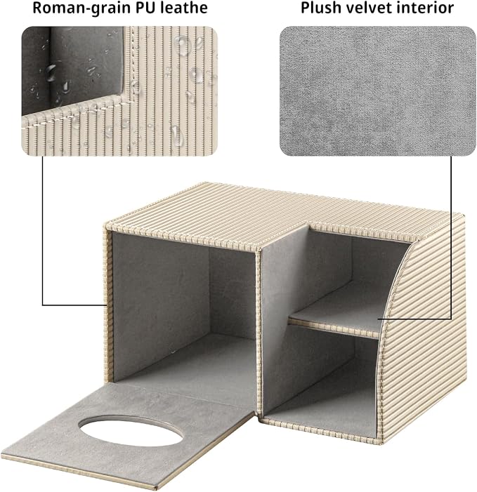 Square Tissue Box Cover with Storage, PU Leather Cube Tissue Box Holder - Image 5