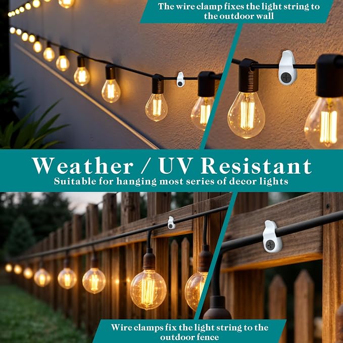 Hooks for Outdoor String Lights Clips, Christmas Light Clips Weatherproof - Image 3