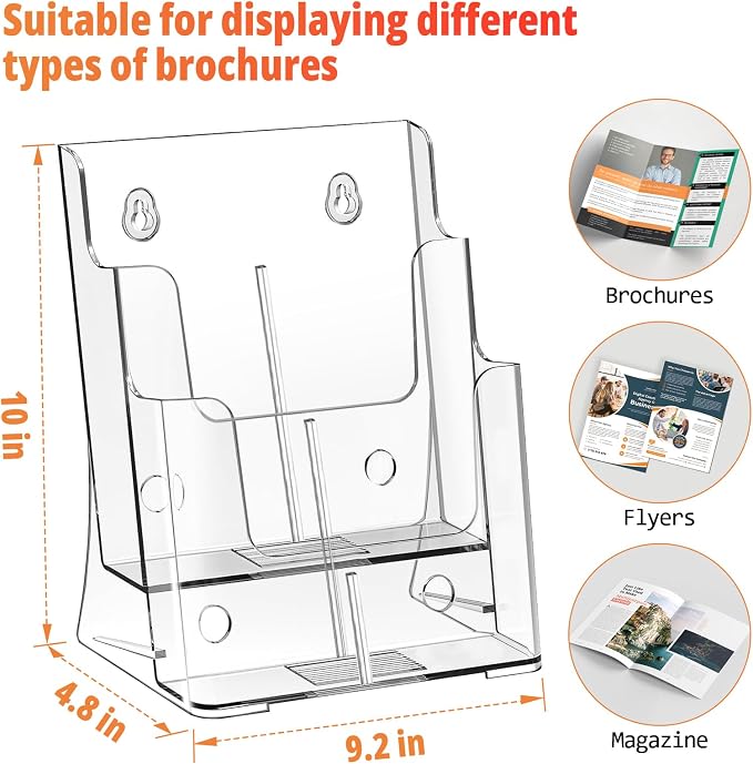 FUCDTEFC Acrylic Brochure Holder 8.5x11 & 4 x9 Inches, Pamphlet Flyer Holder - Image 3