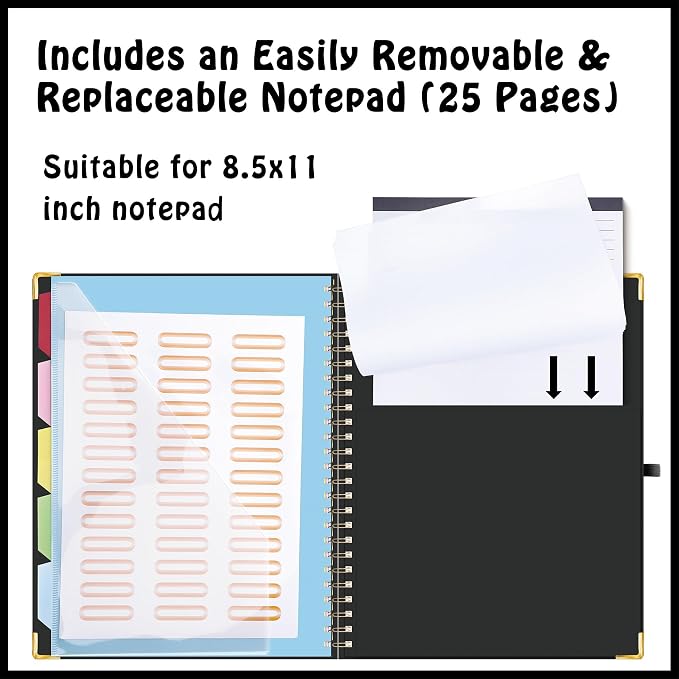 HAUTOCO Clipboard Folio with Refillable Lined Notepad - Image 3
