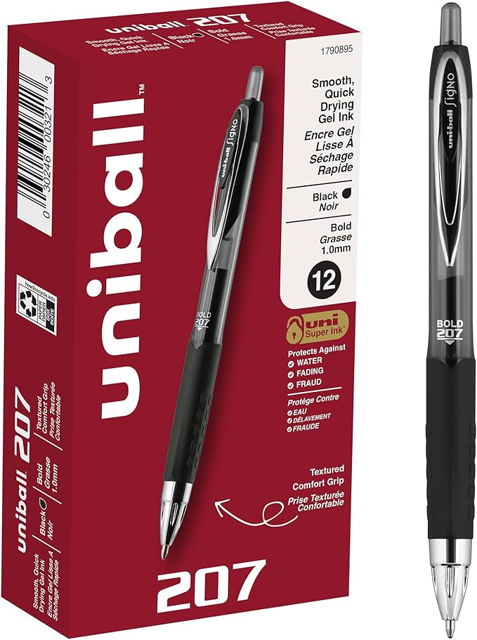 uniball 207 Retractable Gel Pens, Bold Point, 12 Pack by uni-ball