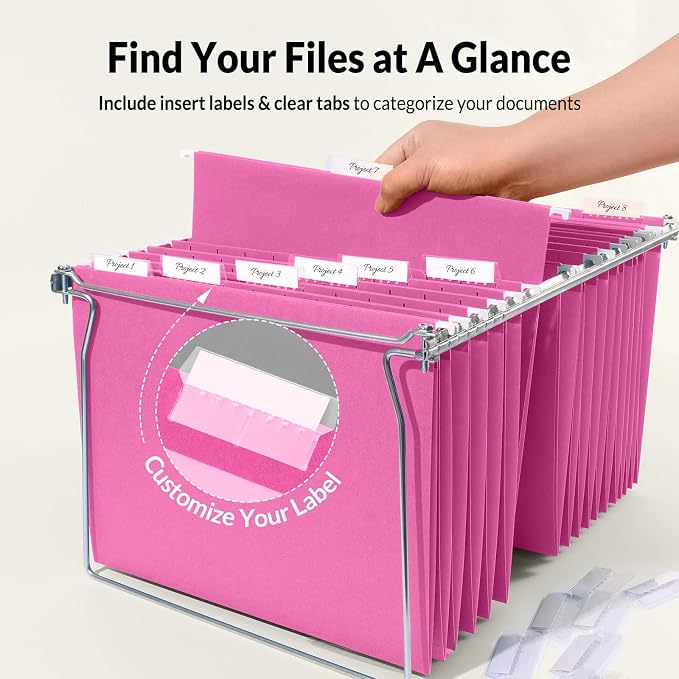 SUNEE Hanging File Folders, 25 Pack Letter Size Hanging File Folders - Image 2
