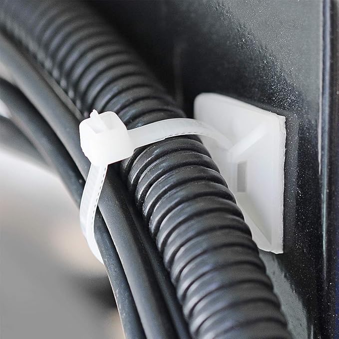 200pcs 3/4" Back-Glue Self Adhesive White Strong Cable Zip Tie Mounts - Image 3