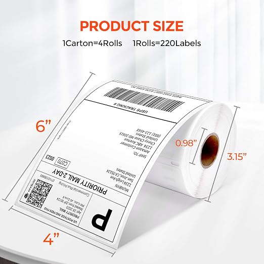 MUNBYN 4"x6" Direct Thermal Shipping Labels, Perforated Postage Paper Compatible - Image 2