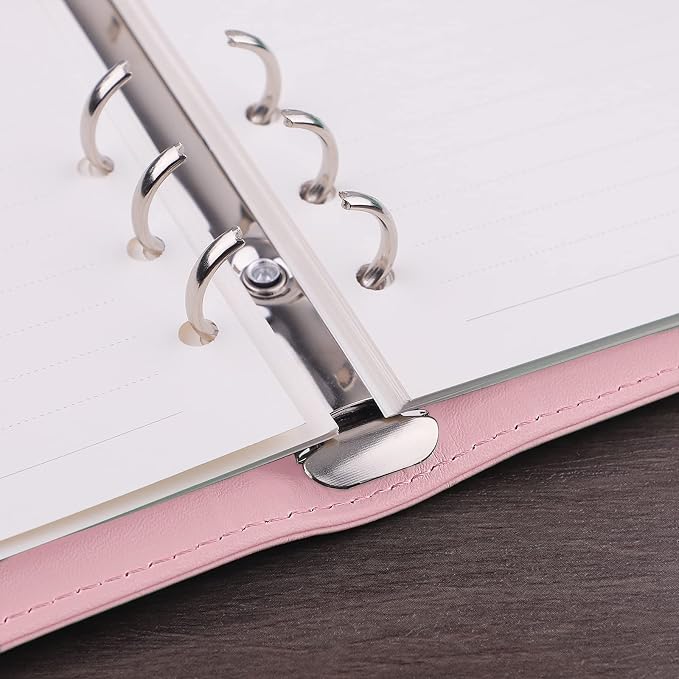 Antner A6 PU Leather Notebook Binder 6 Ring Refillable Budget Binder Cover - Image 4