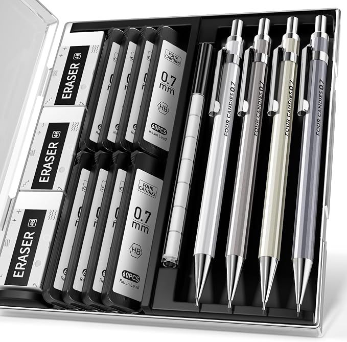 Four Candies 4PCS Metal Mechanical Pencil Set by FourCandies